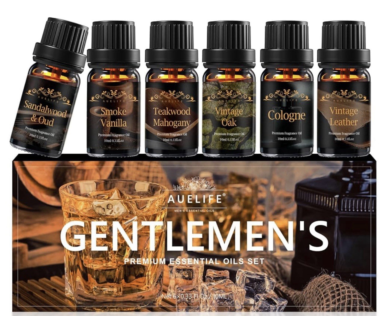 Men Essential Oils Set – 6 Premium Fragrance for 0.35 Fl Oz (Pack of 6)