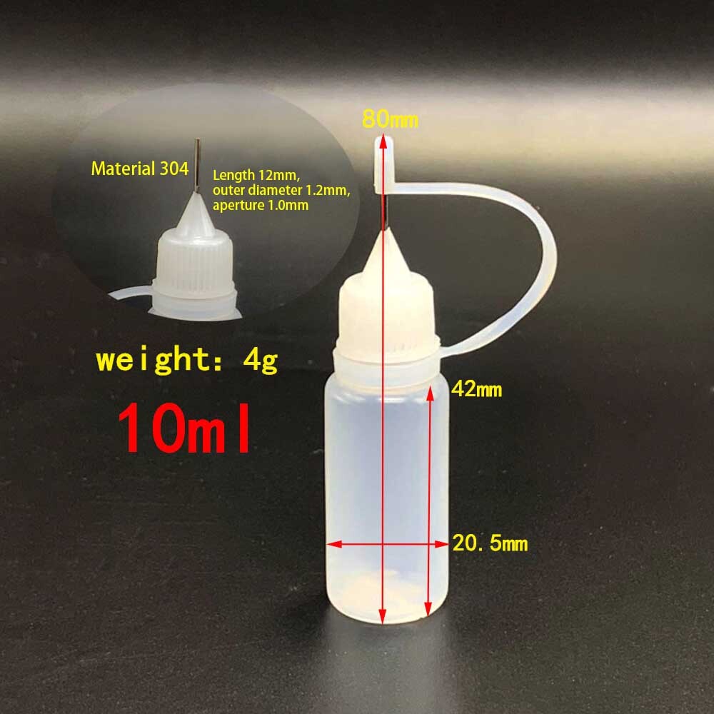 20/40Pcs 10ml Empty Plastic Liquid Dropper Bottle Needle Tip Glue Bottle w/Loop