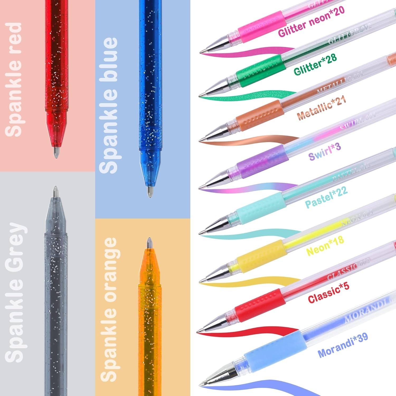 Ultimate 320 Gel Pen Collection: 160 Colors Including Glitter & Metallic Styles