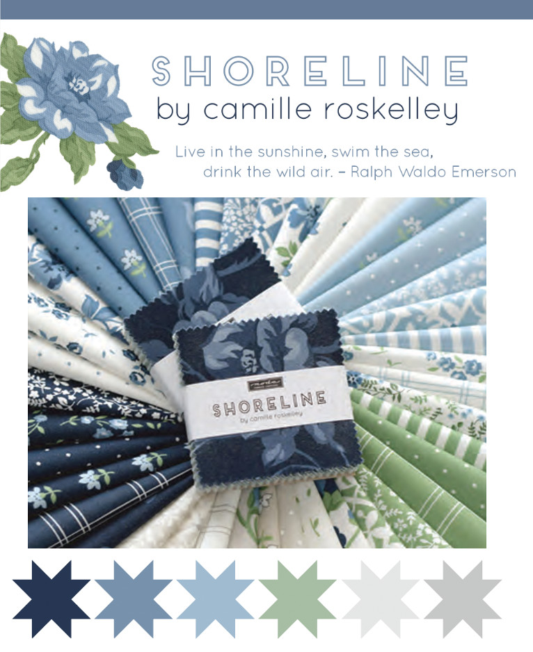 Moda SHORELINE 55301 14 Navy Blue Floral CAMILLE ROSKELLEY Quilt Fabric