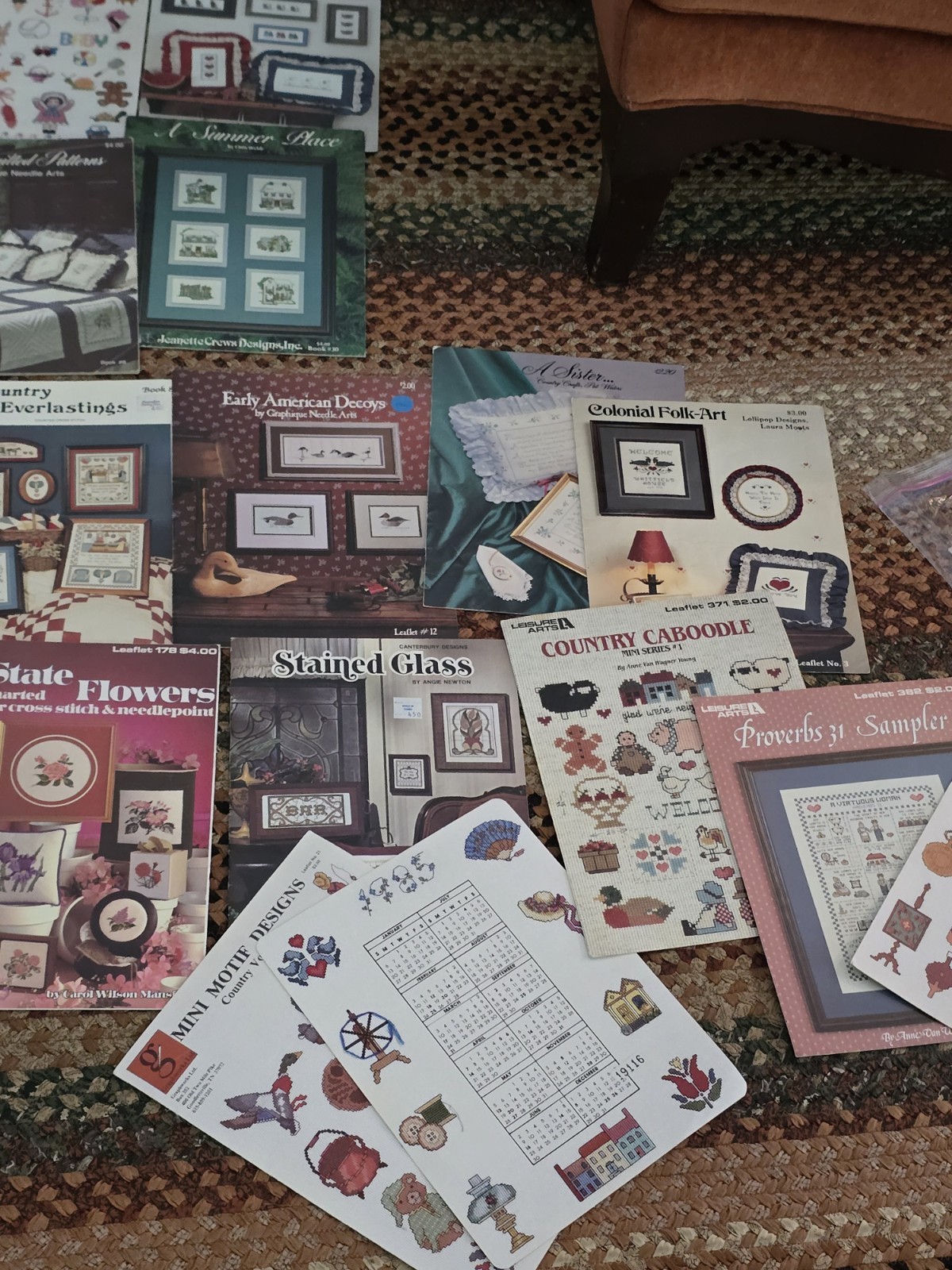 Huge Vintage Lot Of Needlepoint Embroidery 20+ Books, Tons Of Patterns, Supplies