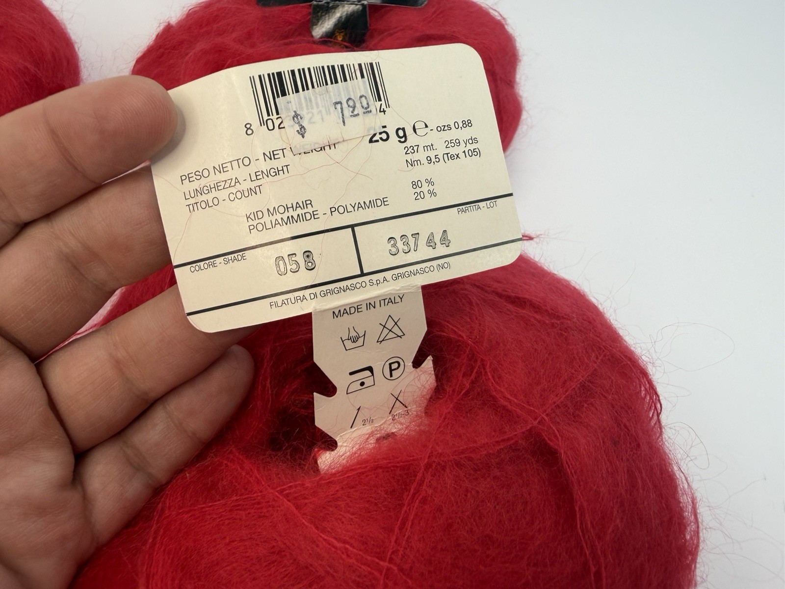 Grignasco VIP Yarn 80% Kid Mohair Blend Red Lot Of 3 25g Each