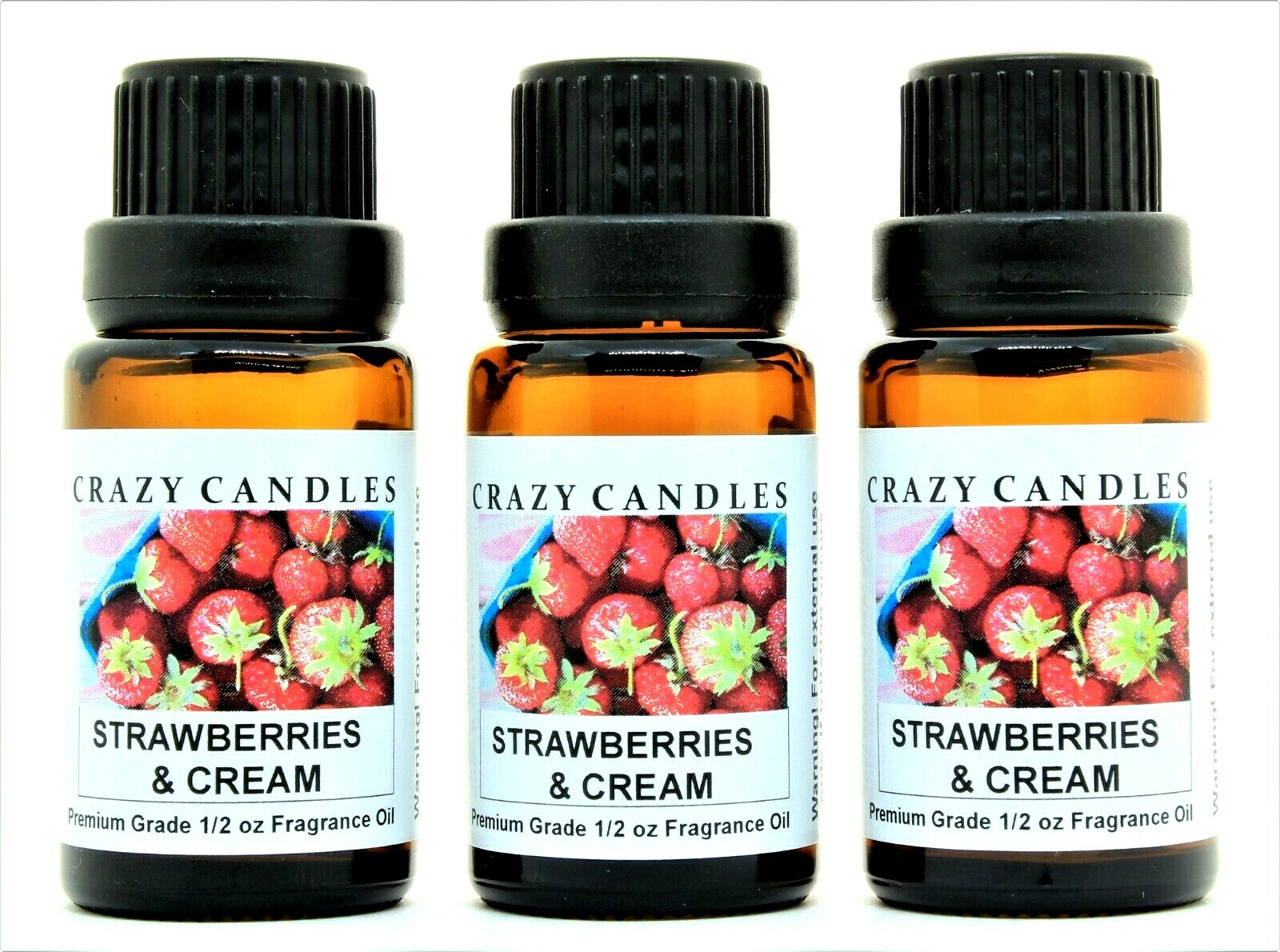 3 Strawberries and Cream 1/2oz Premium Grade Scented Fragrance Oil Crazy Candles