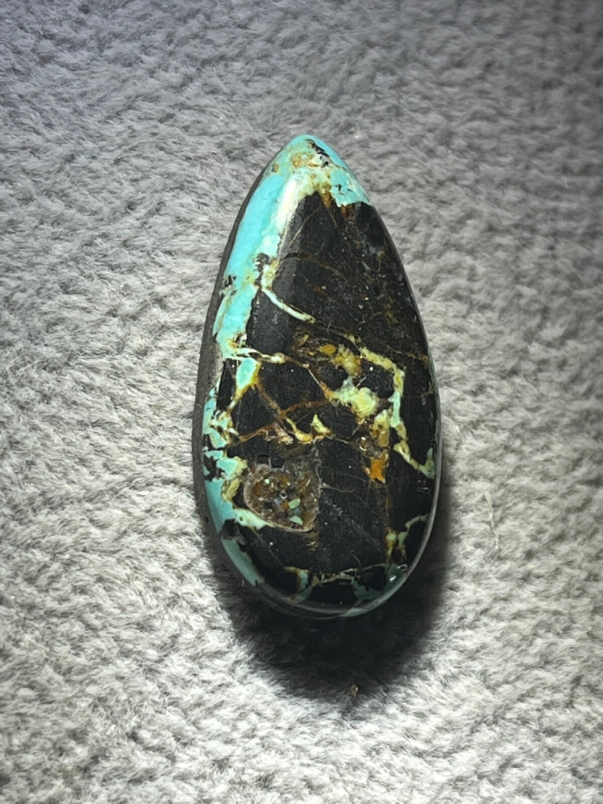 Blue Moon Turquoise 17 ctw Pear tear drop Cabochon. Tonopah, Nevada USA mined