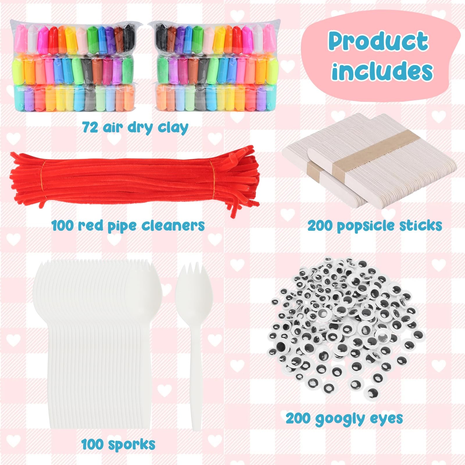 100 Pcs Fork Creativity Set-Arts & Crafts Supplies with Plastic Large, white