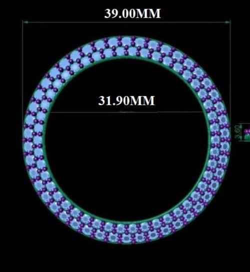 Custom 39mm Double Row Sapphire & Black Diamond Watch Bezel Bezel 925 Silver