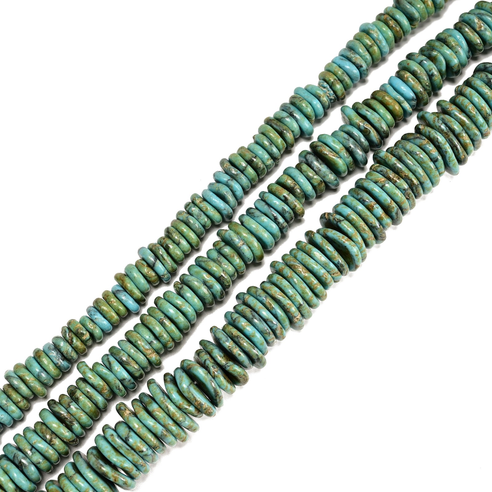 Blue Magnesite Turquoise Slice Discs Beads 10-11mm 13-14mm 17-18mm 15.5” Strand