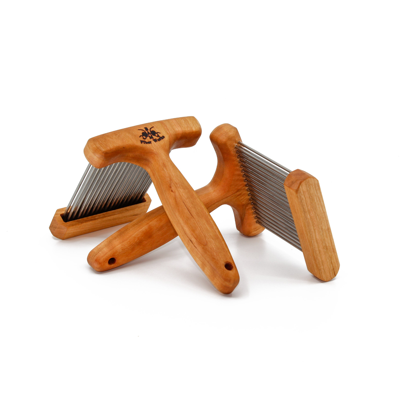 Regular Wool Combs w/Holder – Double Row with Magnet Caps – Fine or Extra Fine –