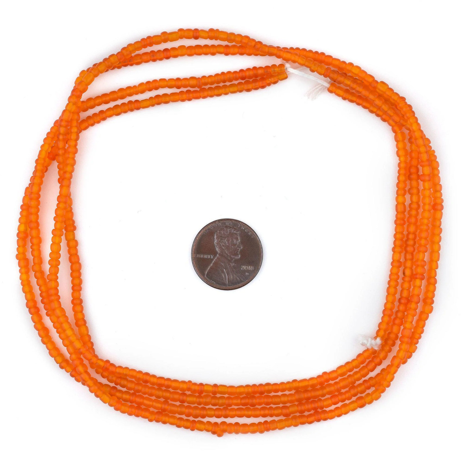 Translucent Orange Matte Glass Seed Beads 3mm 24 Inch Strand