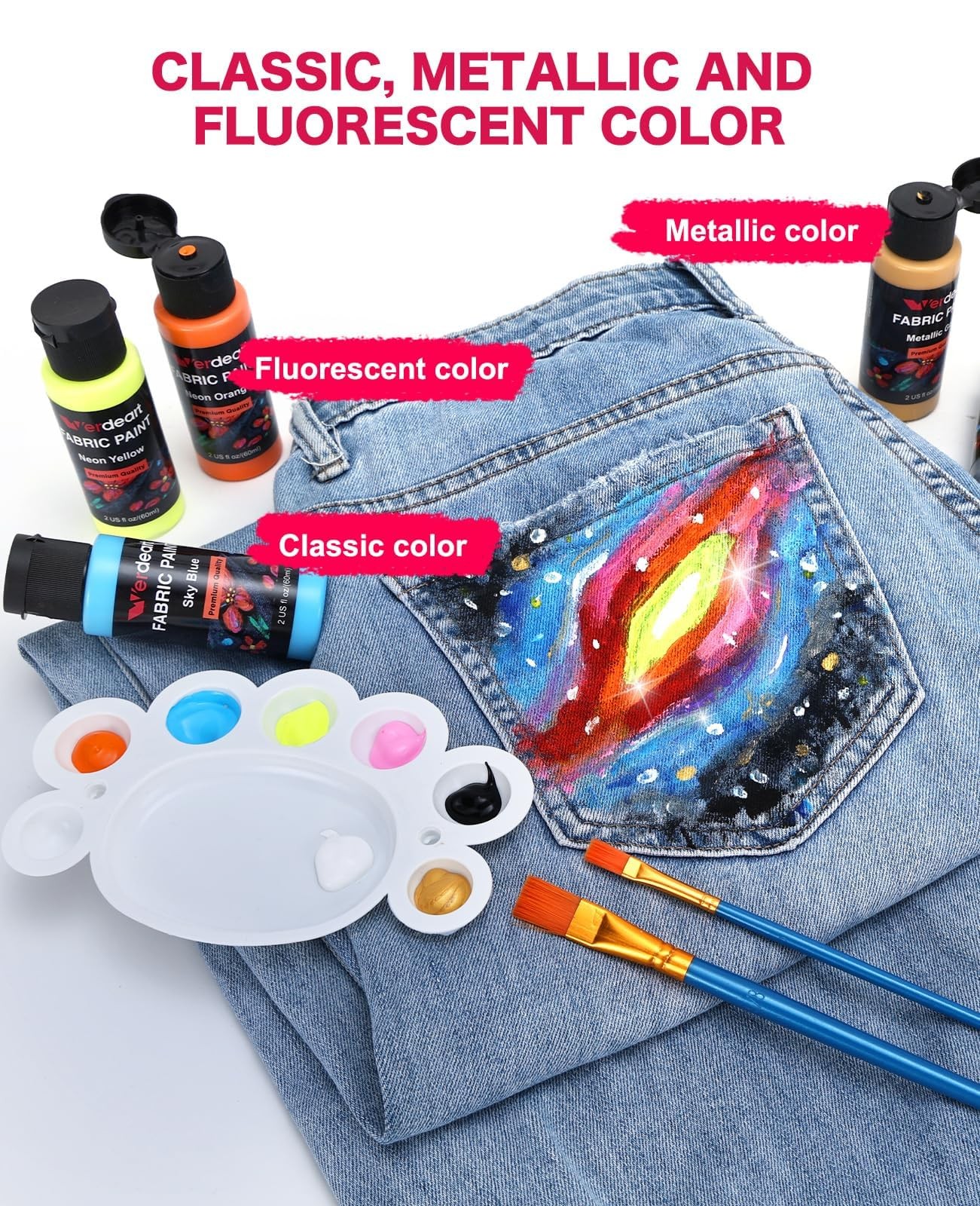 Fabric Paint, 20 Colors Permanent Soft Fabric Paint Set for Clothes in Bottle…