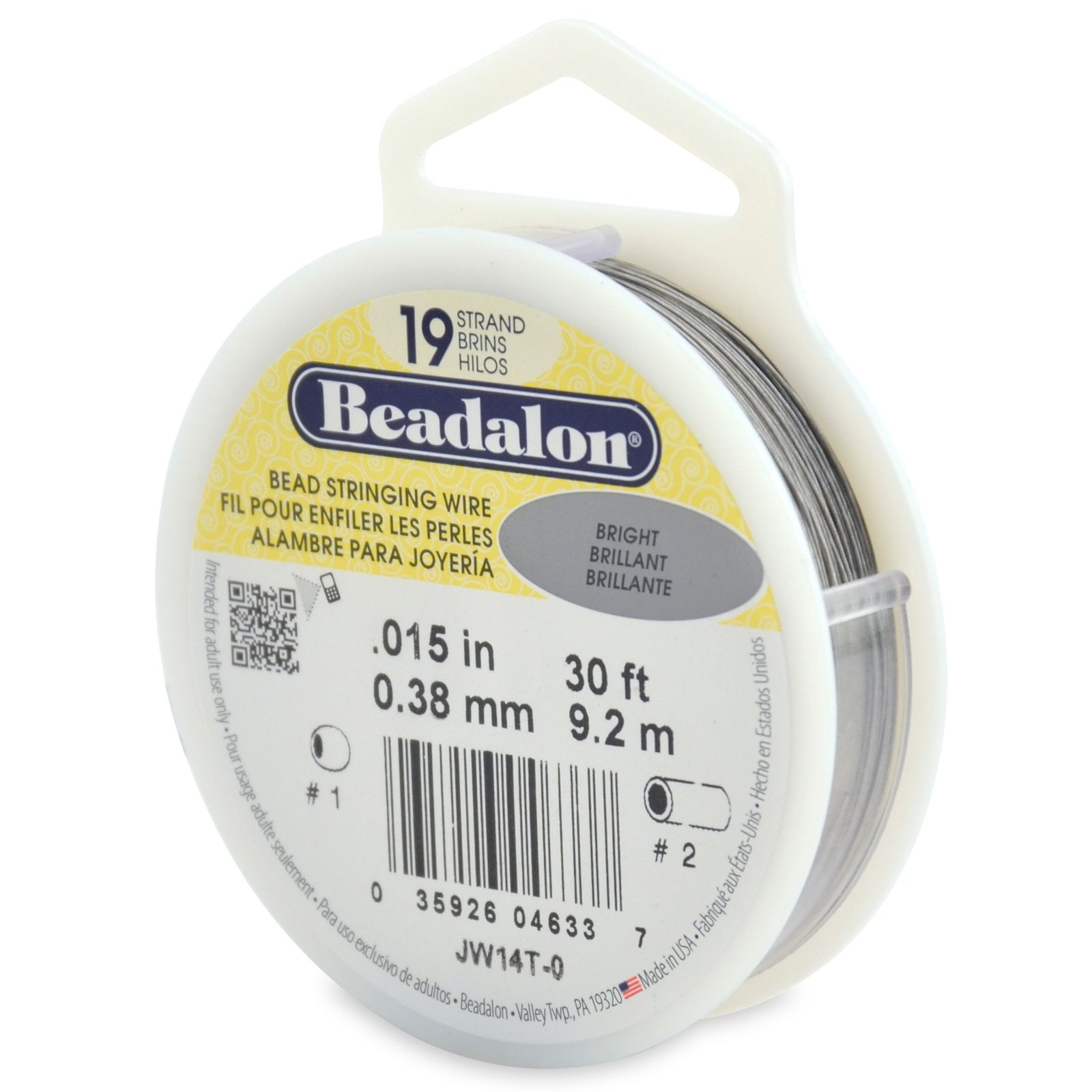 Beadalon Bead Stringing Wire 19 Strand 30/100 FT. BRIGHT Various Sizes + Colors