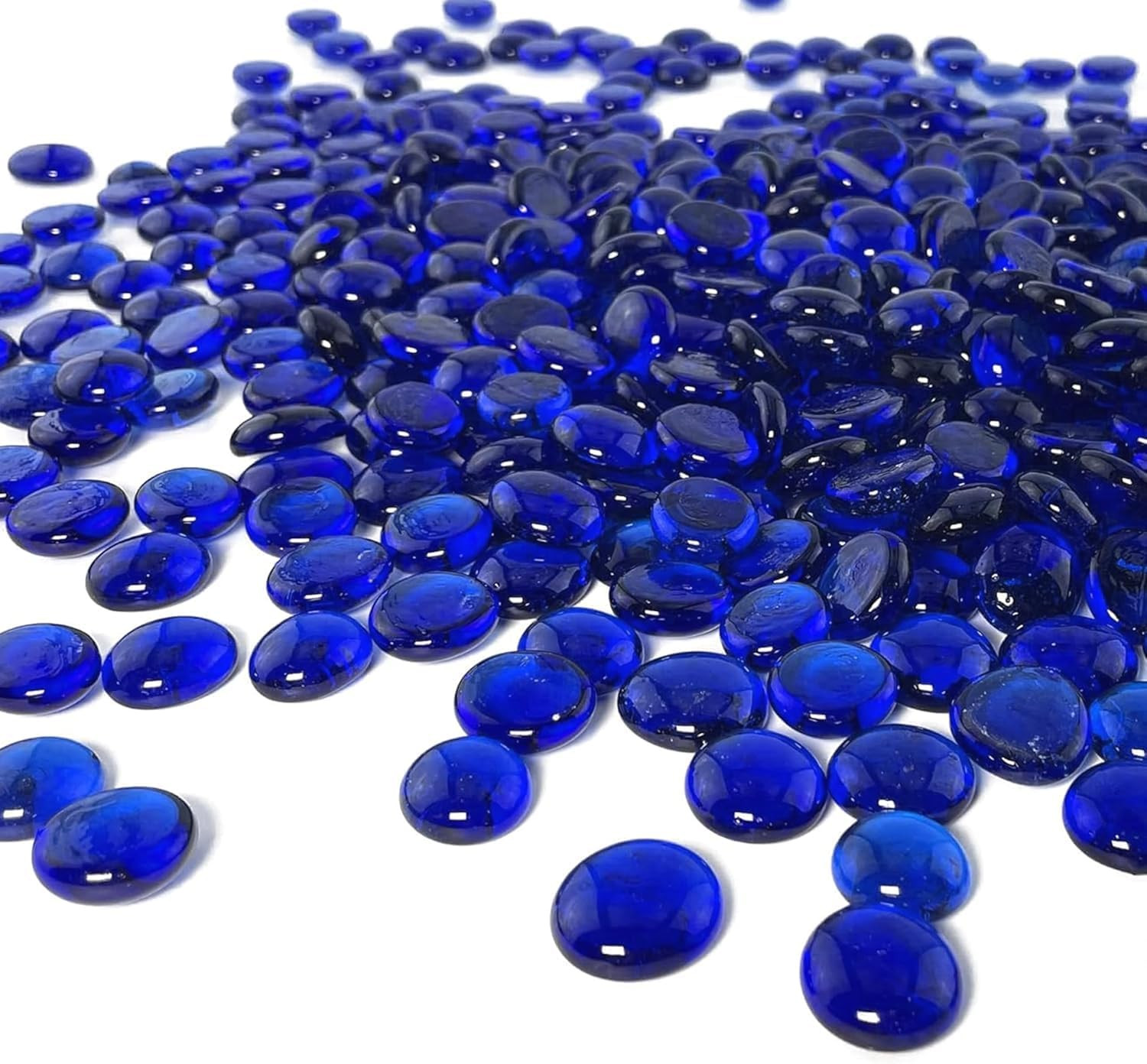 ARSUK 1LB Blue Flat Glass Marbles, Beads for Vase Filler – Decorative Glass Gems