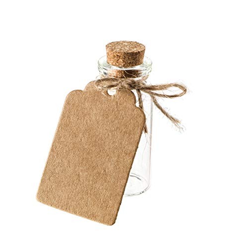 100 Pack 10ml Glass Bottles with Cork Stoppers, Mini Bottle with Personalized