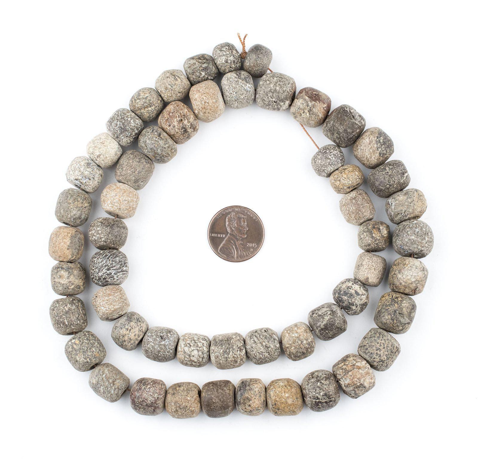 Fossilized Stegodon Stone Beads 10mm Indonesia Brown Round Gemstone Large Hole