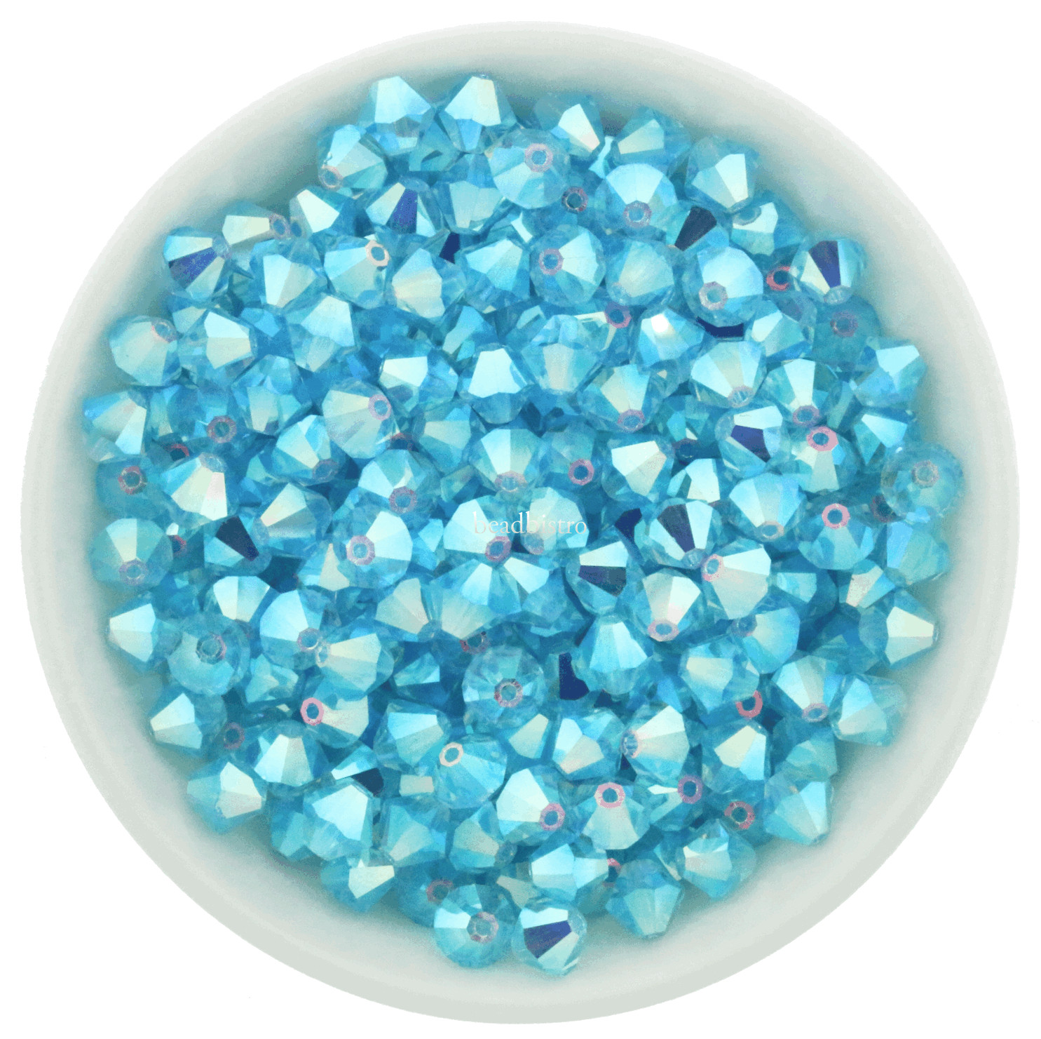Preciosa Bicones Aqua Bohemica AB2X 3mm, 4mm, 6mm Crystal Bicones