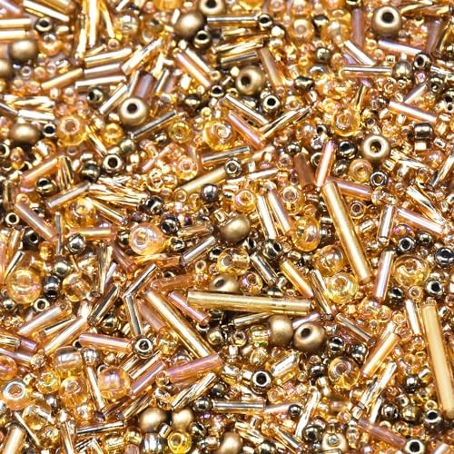 2000PCS Mixed Glass Bugle Beads Glass Gold Seed Micro Tube Bead 1.5-4.5mm