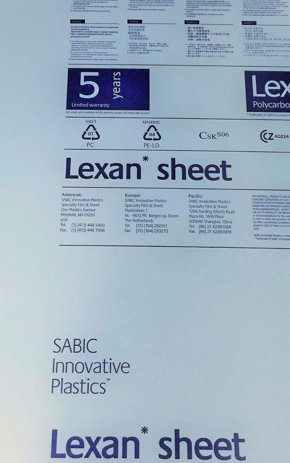 Lexan Polycarbonate 9034 Clear Plastic Unbreakable Film-Masked Replacement Sheet