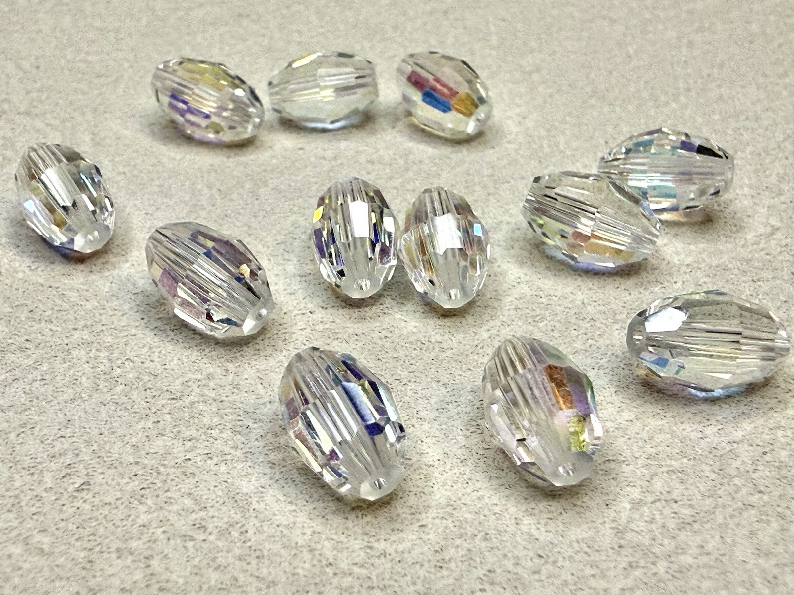 12 Swarovski 5200 Crystal AB Oval Beads 9x6mm Vintage Austrian Crystal