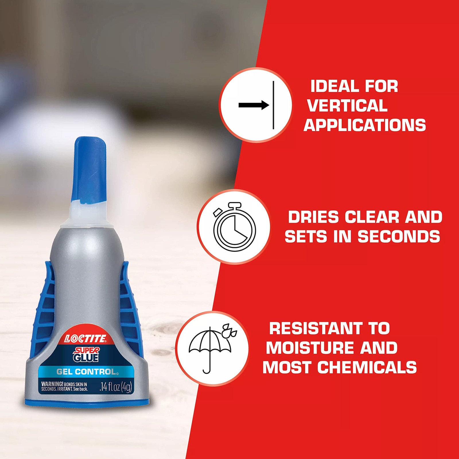Loctite Super Glue Gel Control, Clear, 0.14 fl oz (Pack of 6), Clear