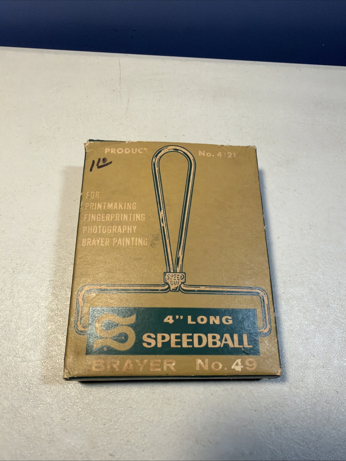 VTG SPEEDBALL PRINTMAKING LOT: NO 49 4″ BRAYER ROLLER BOXED + 5 LINO CHISELS