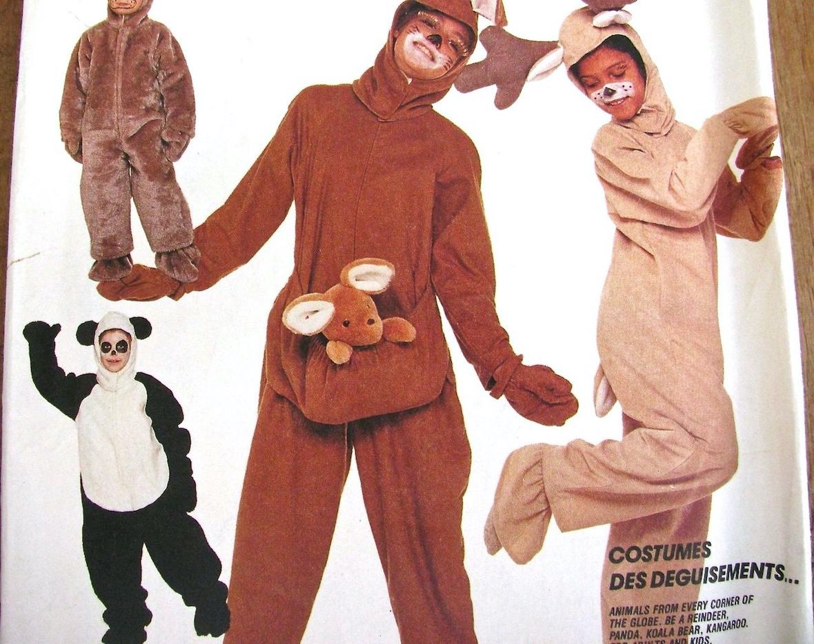 Animal Costumes Sewing Pattern 80s McCalls 3351 Unisex Adult Size Small Uncut