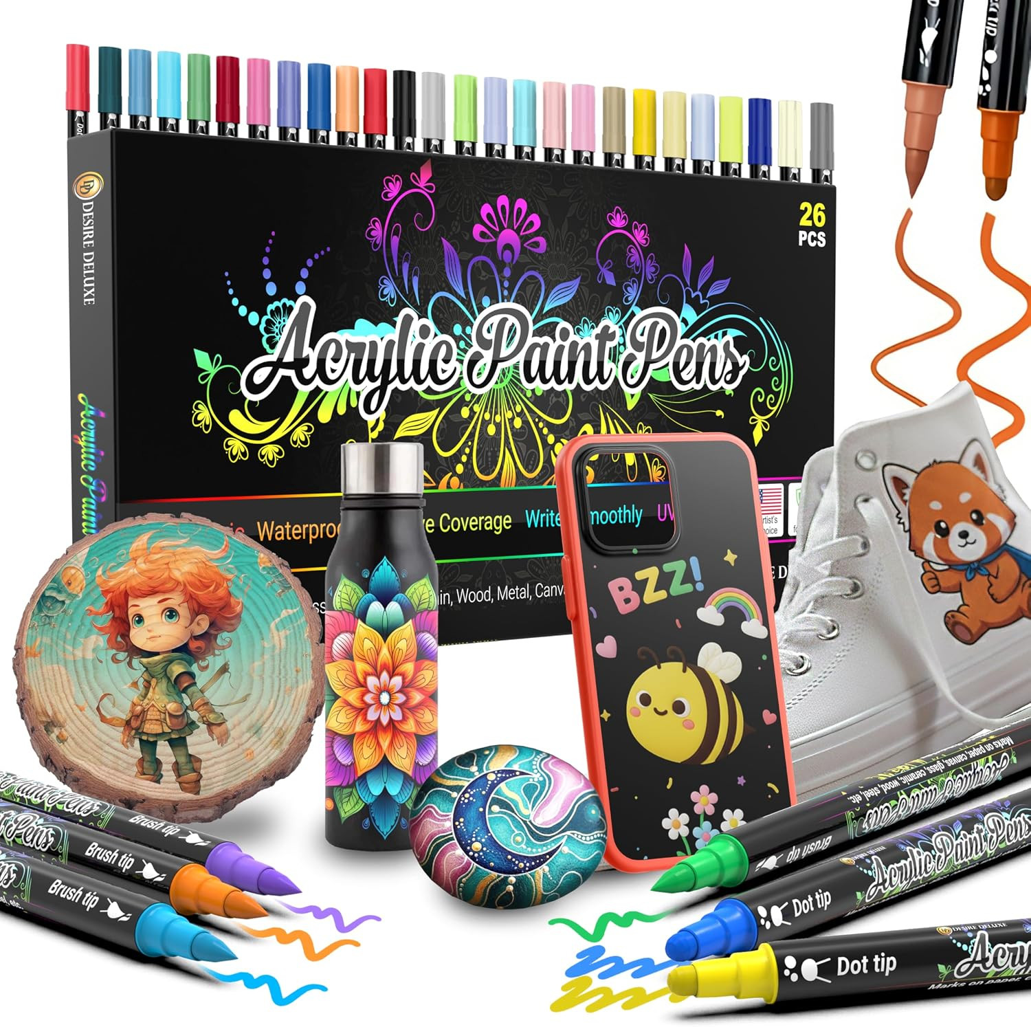 Acrylic Paint Pens for Rock Painting, Stone, Ceramic, Glass, Wood, Canvas – Set