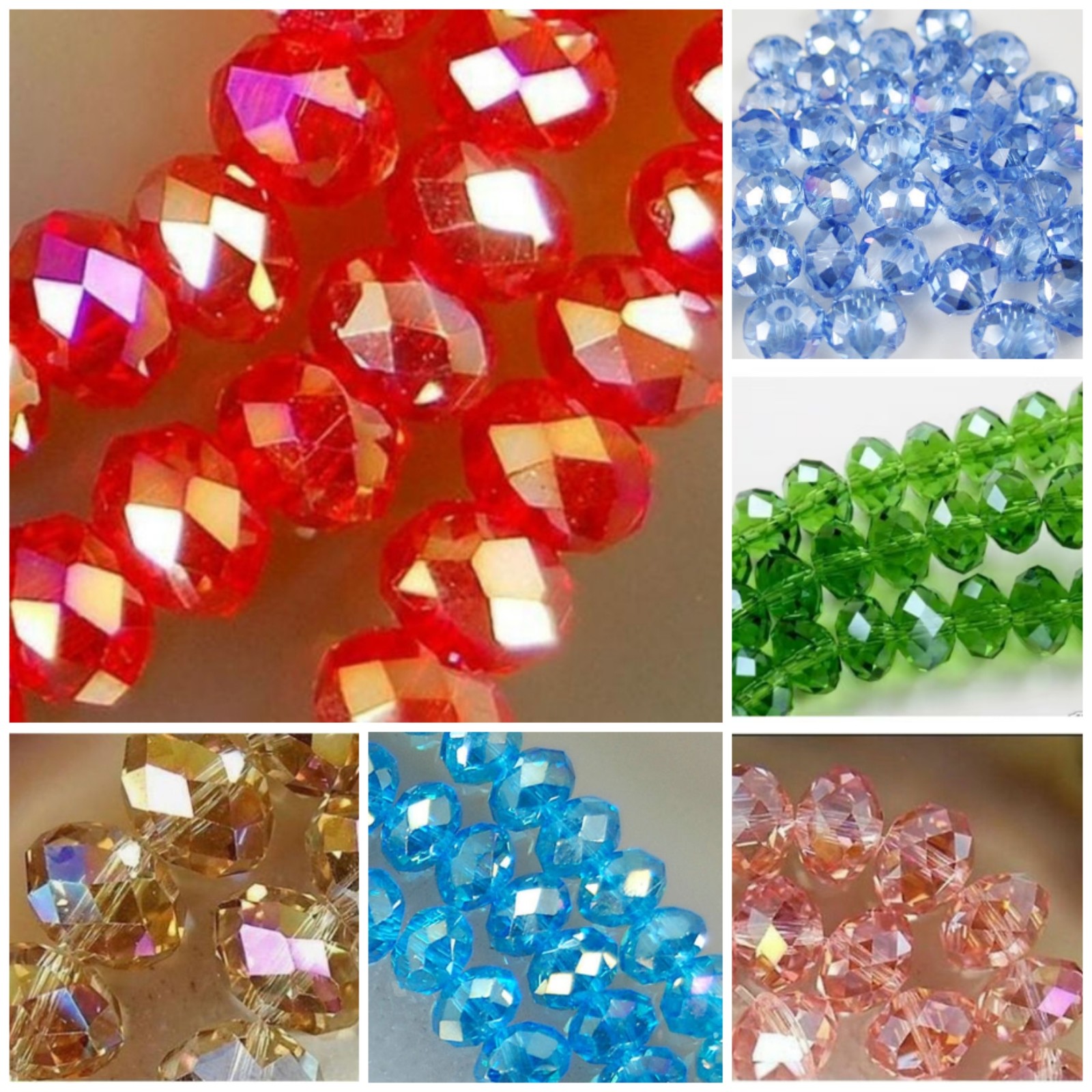 1pc Glass Crystal Beads Rondelle Jewelry Pendant Spacer Necklace Bracelet 15inch