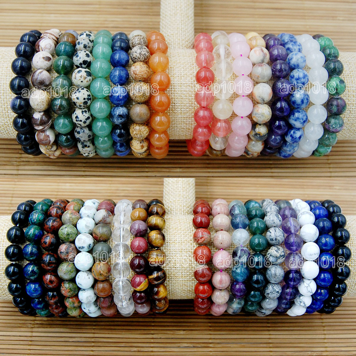 Wholesale Natural Gemstone Beads Stretch Bracelet Healing Reiki 4,6,8,10,12mm