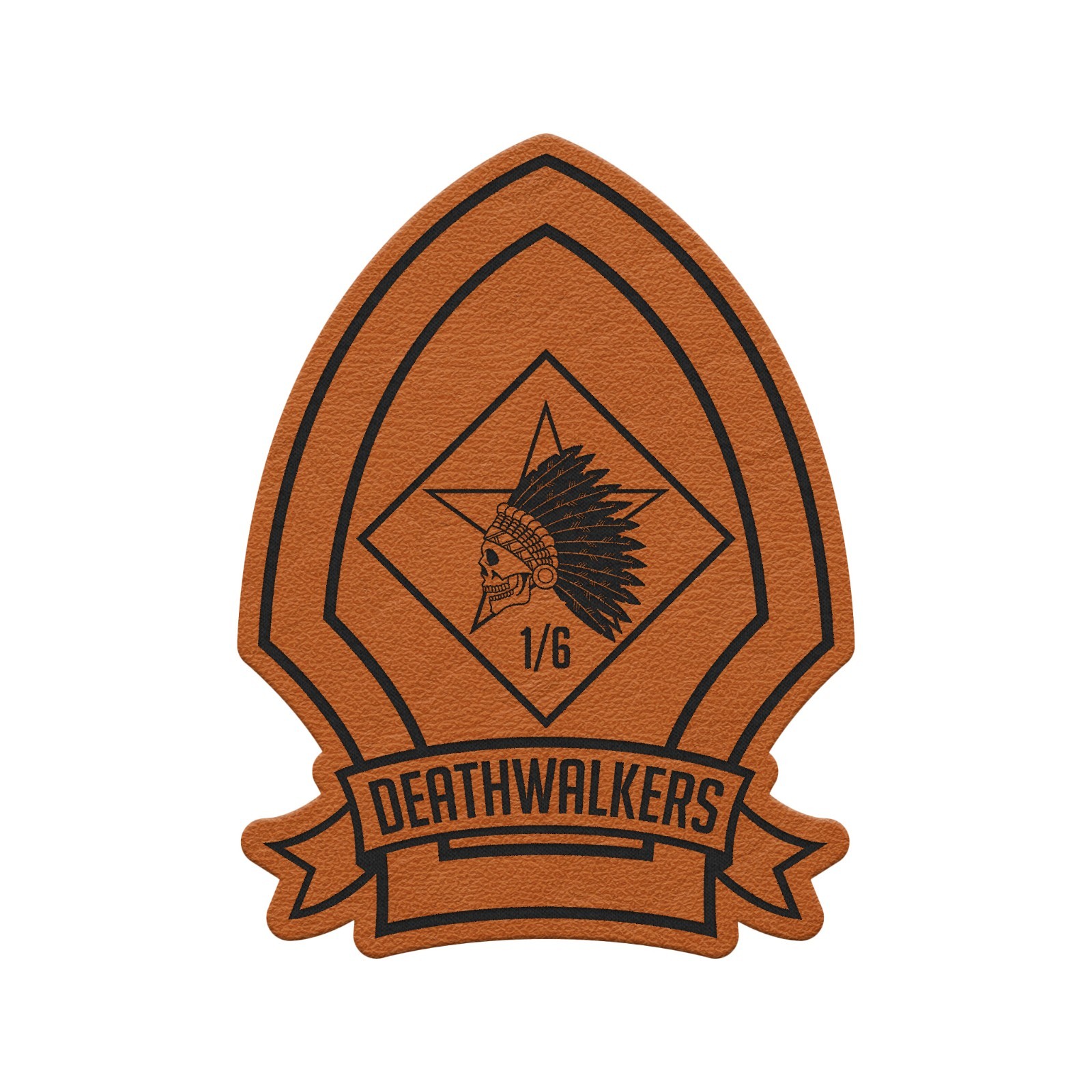 1st Bn 6th Marines Unit “Deathwalkers” | Leather Patch | Hook and Loop Tape