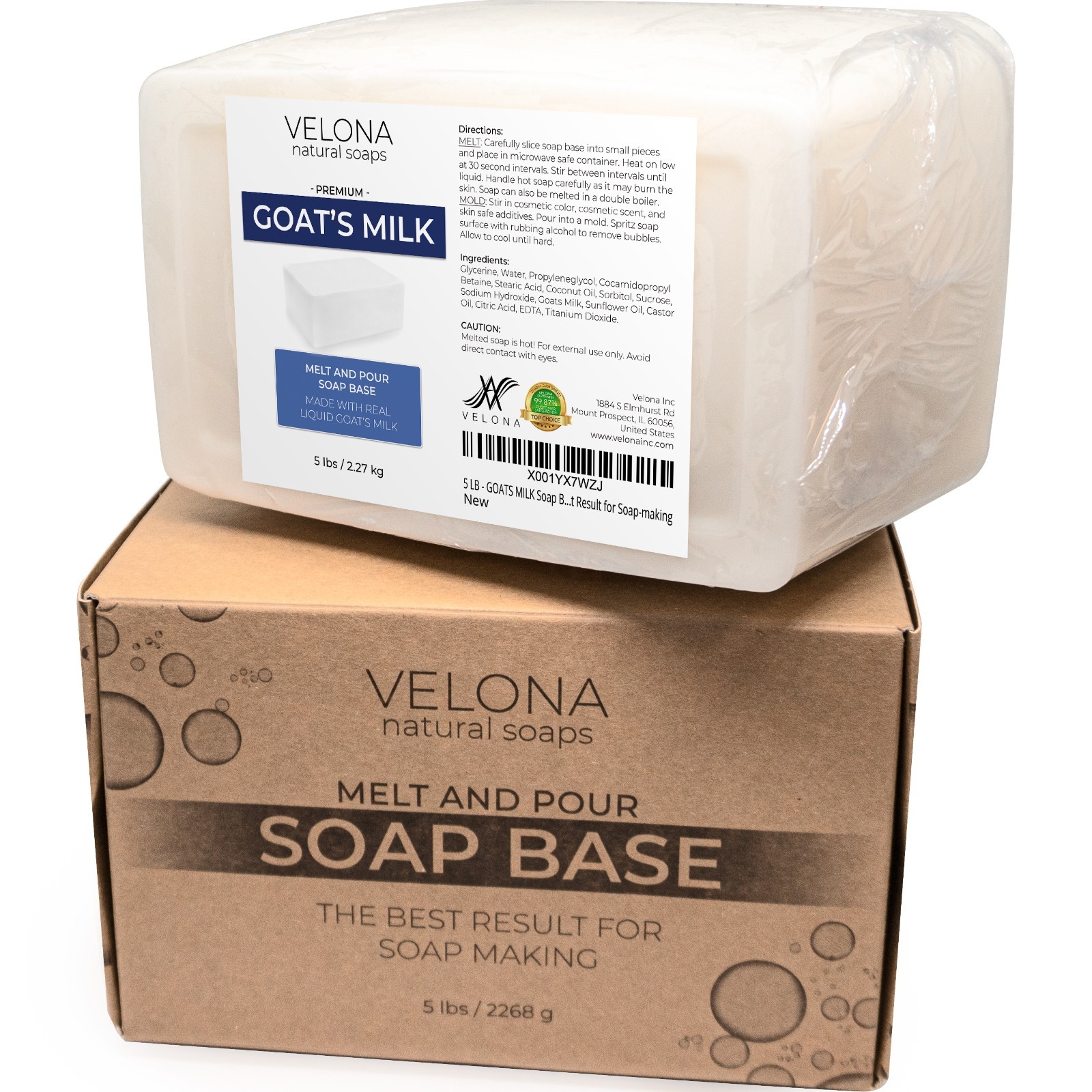 5 LB – GOATS MILK Soap Base by Velona | SLS/SLES free | Melt and Pour