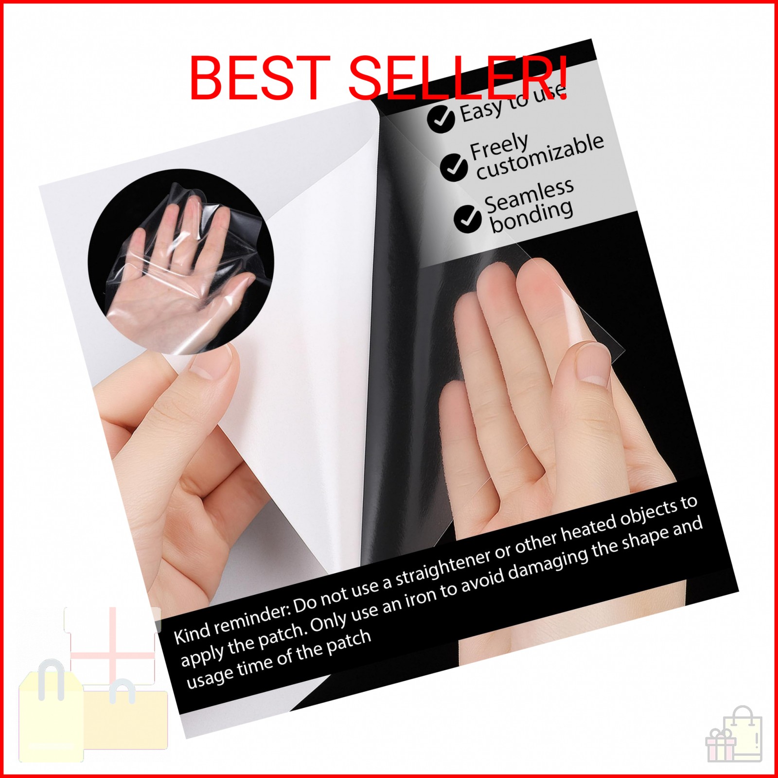 Iron On Adhesive Sheets 10 PCS Double Sided Iron on Patch, Heat Melt Fabric Glue