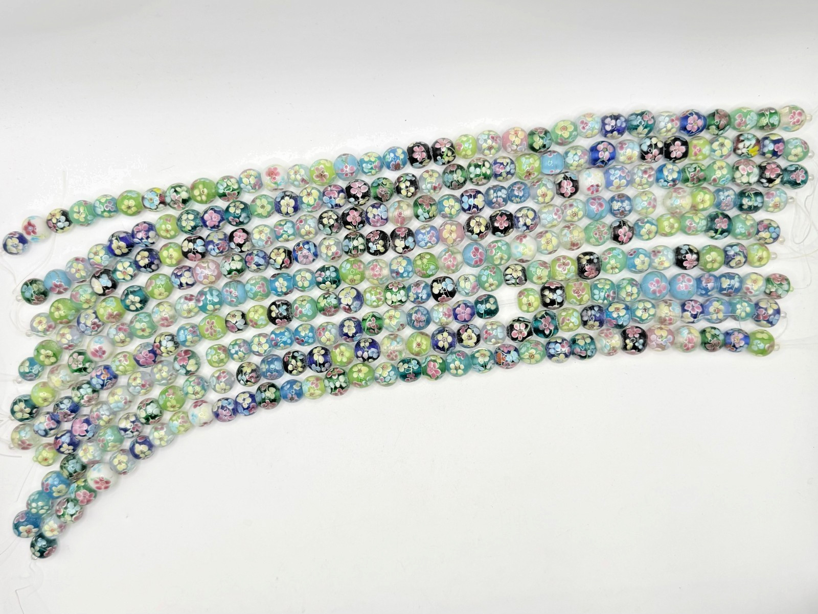 12mm Floral Multicolor Millefiore Round Beads