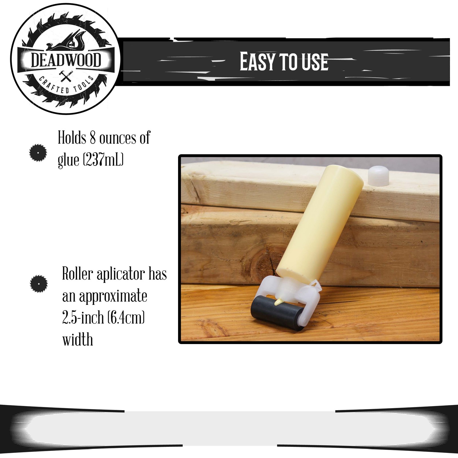 DCT | Wood Glue Roller Applicator Bottle 8 oz Wood Glue Bottle with Roller & Cap
