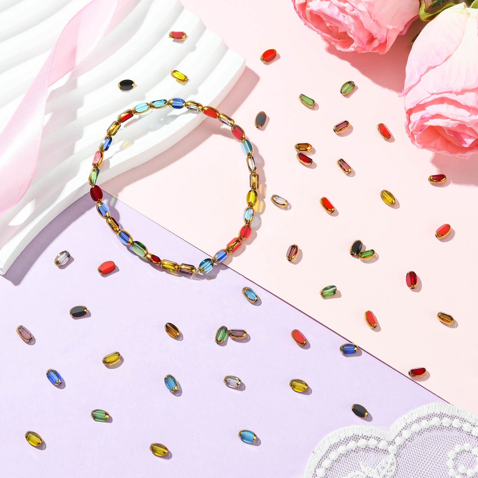 150Pcs Electroplated Glass Beads, Ocean Theme Crystal Beads for Craft DIY