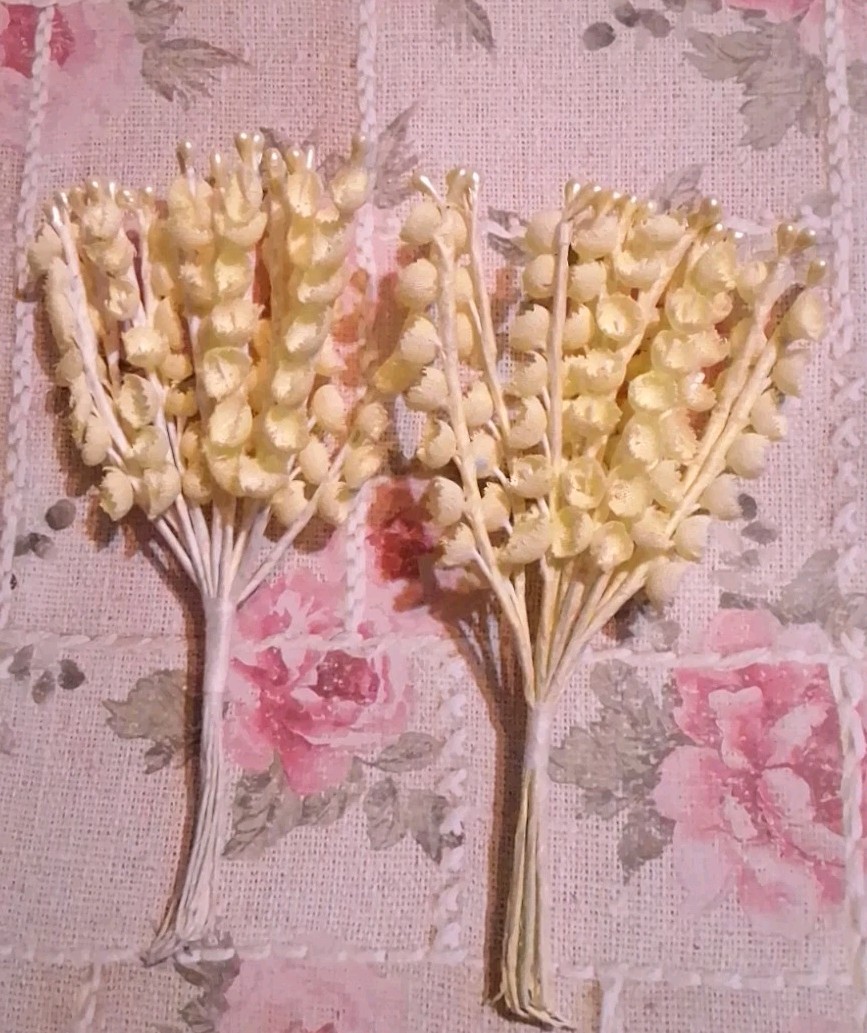 132 Vintage Silk Lily Of The Valley Millinery Flowers Stems Picks Crafts NOS