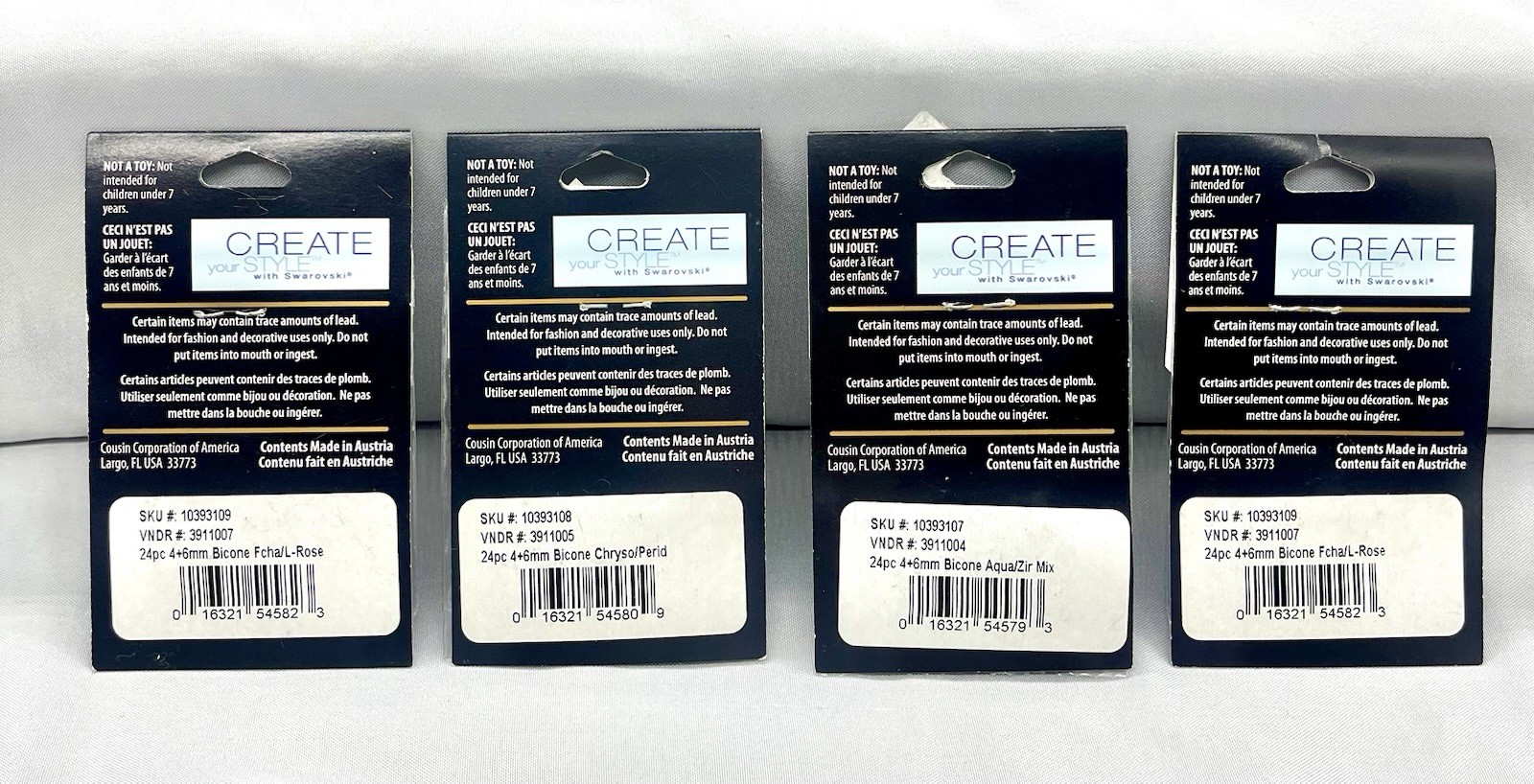 Swarovski Crystal Elegance Bicone Beads Lot Austria 4 Packs 4-6mm