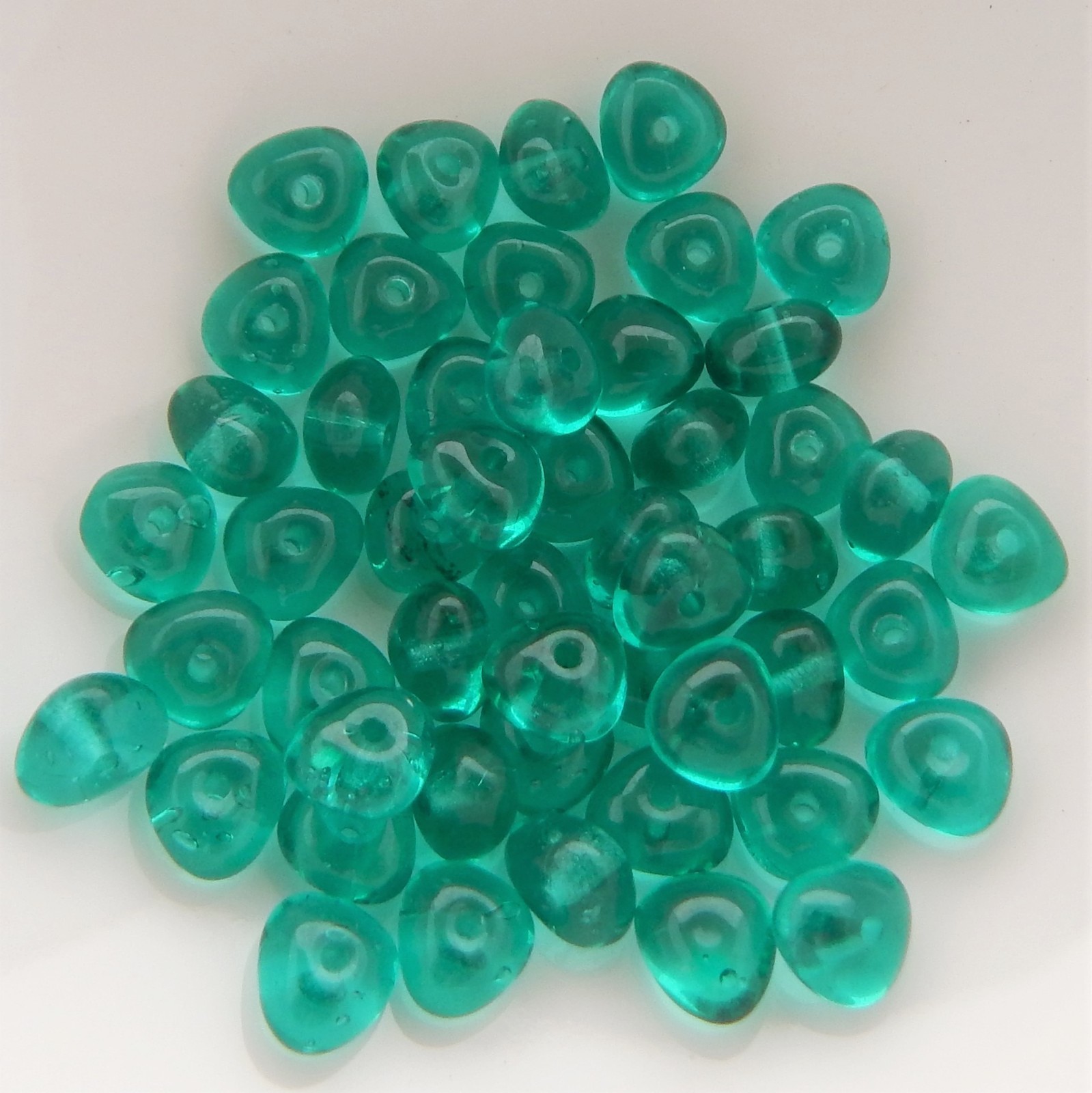 4x6mm Potato Pebble Beads (50 beads) Czech Glass Pressed Beads (Teal)