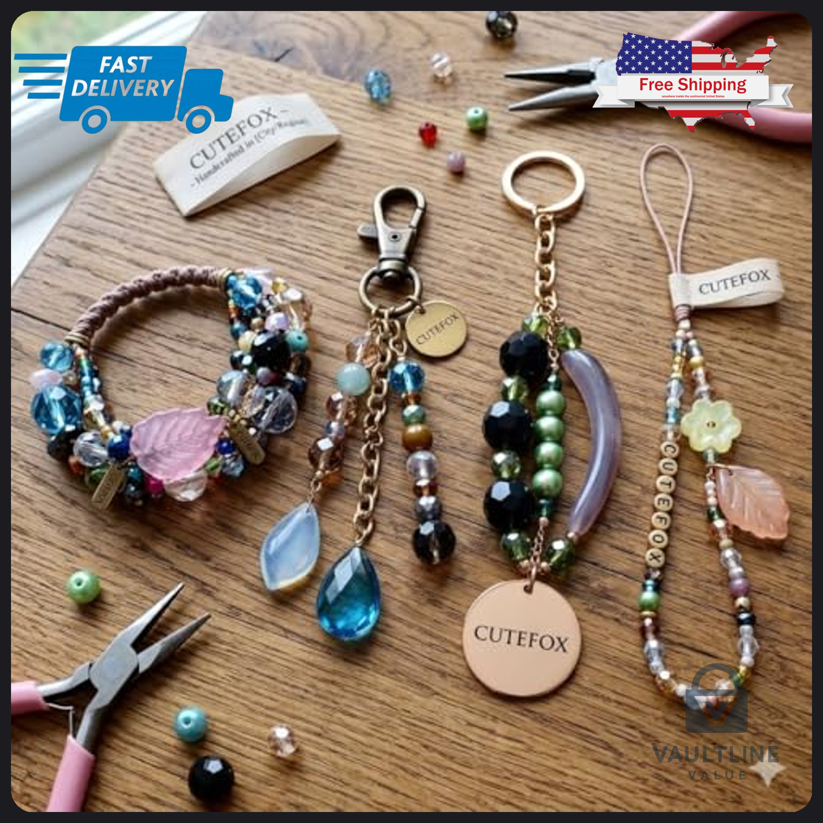 Cutefox Multi-Color Crystal Glass Beads for Jewelry Making and Crafting