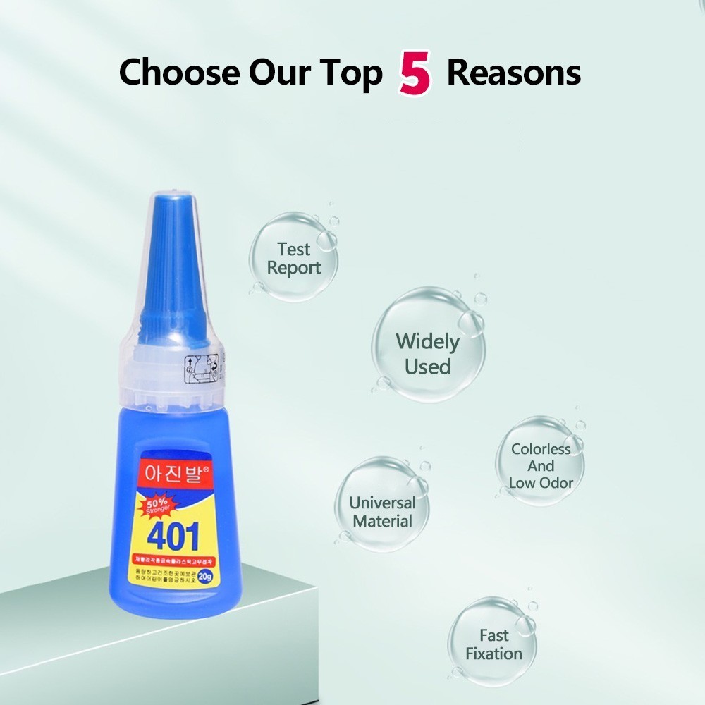 401 Instant Super Glue 20ML Fast Strong Adhesive Multi Purpose Clear Fix