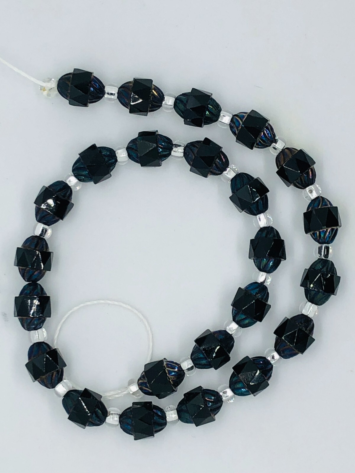 Czech Glass Fire Polished Turbine Black Picasso Beads with AB on edges