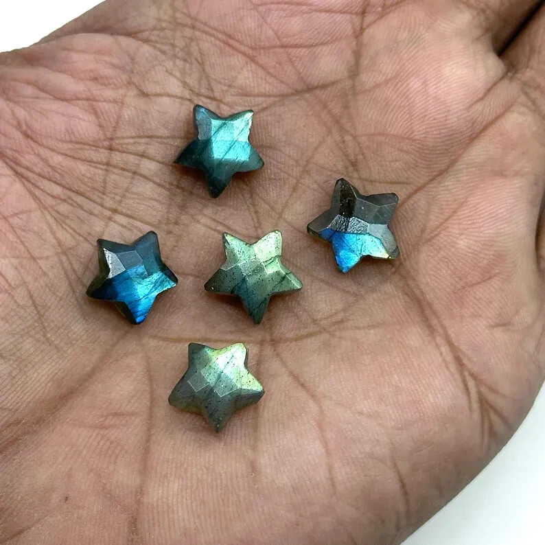 5 PCS Blue Flashy Labradorite Star Shape Beads, Labradorite Star Shape 12mm