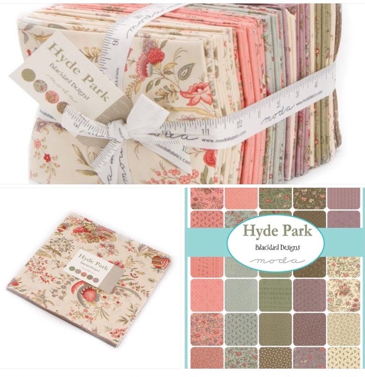 NIP VTG Hyde Park Blackbird Designs Moda Jelly Roll 2760JR Precut Cotton HTF OOP