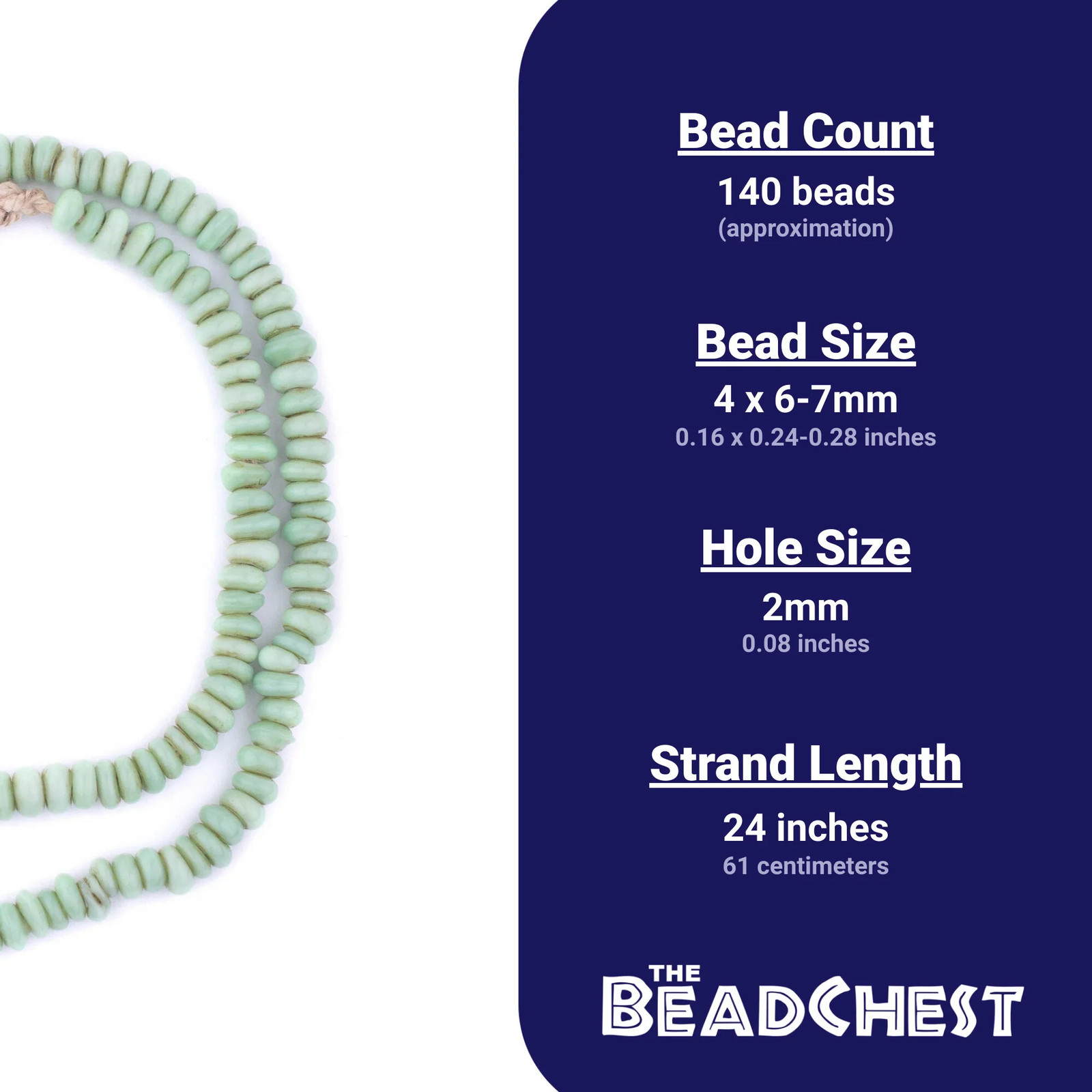 Pastel Turquoise Green Java Glass Donut Beads 6mm Indonesia Disk Large Hole