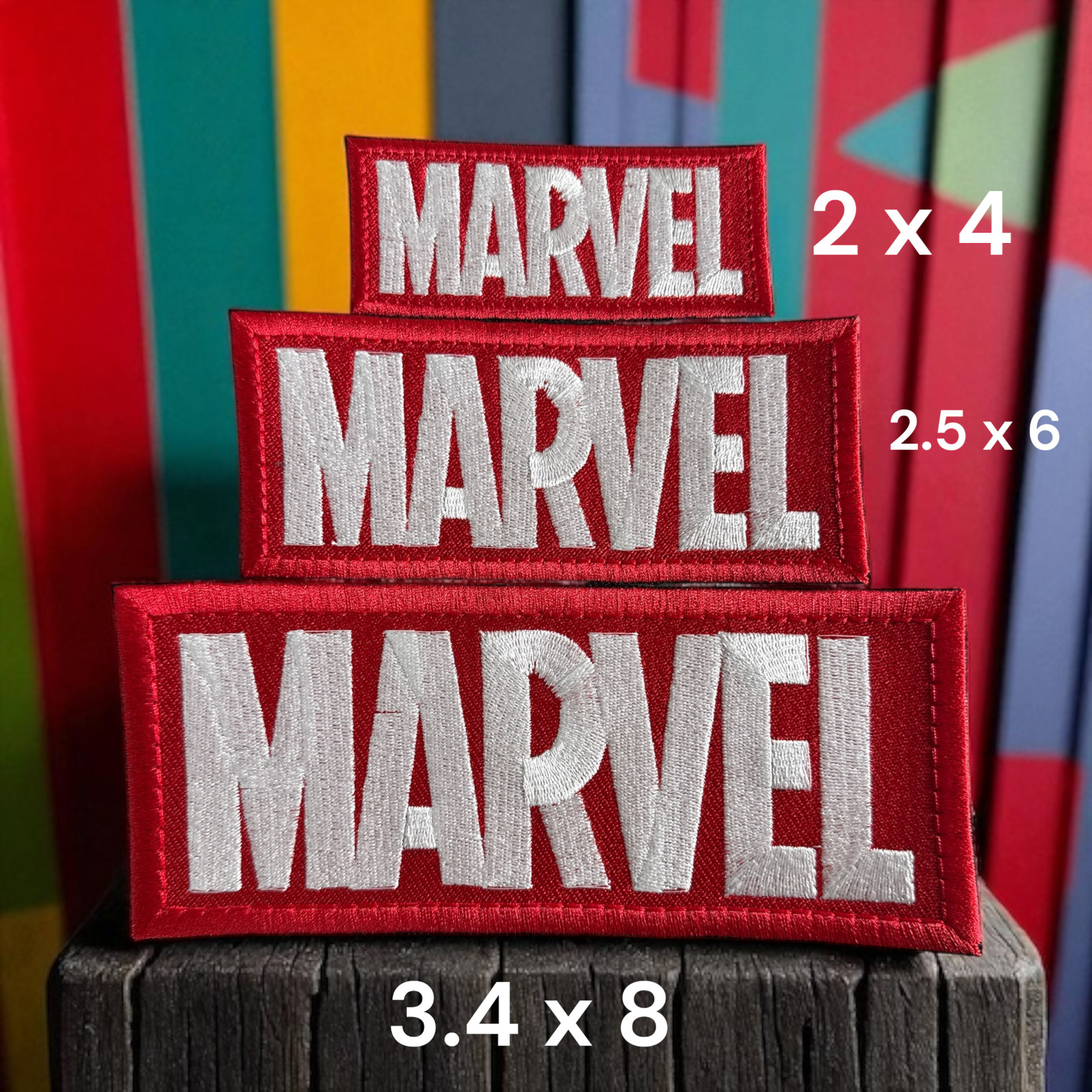 Marvel Logo Embroidery Patch 2″ X 4″ – 2.5″ X 6″ – 3.4″ X 8.00″