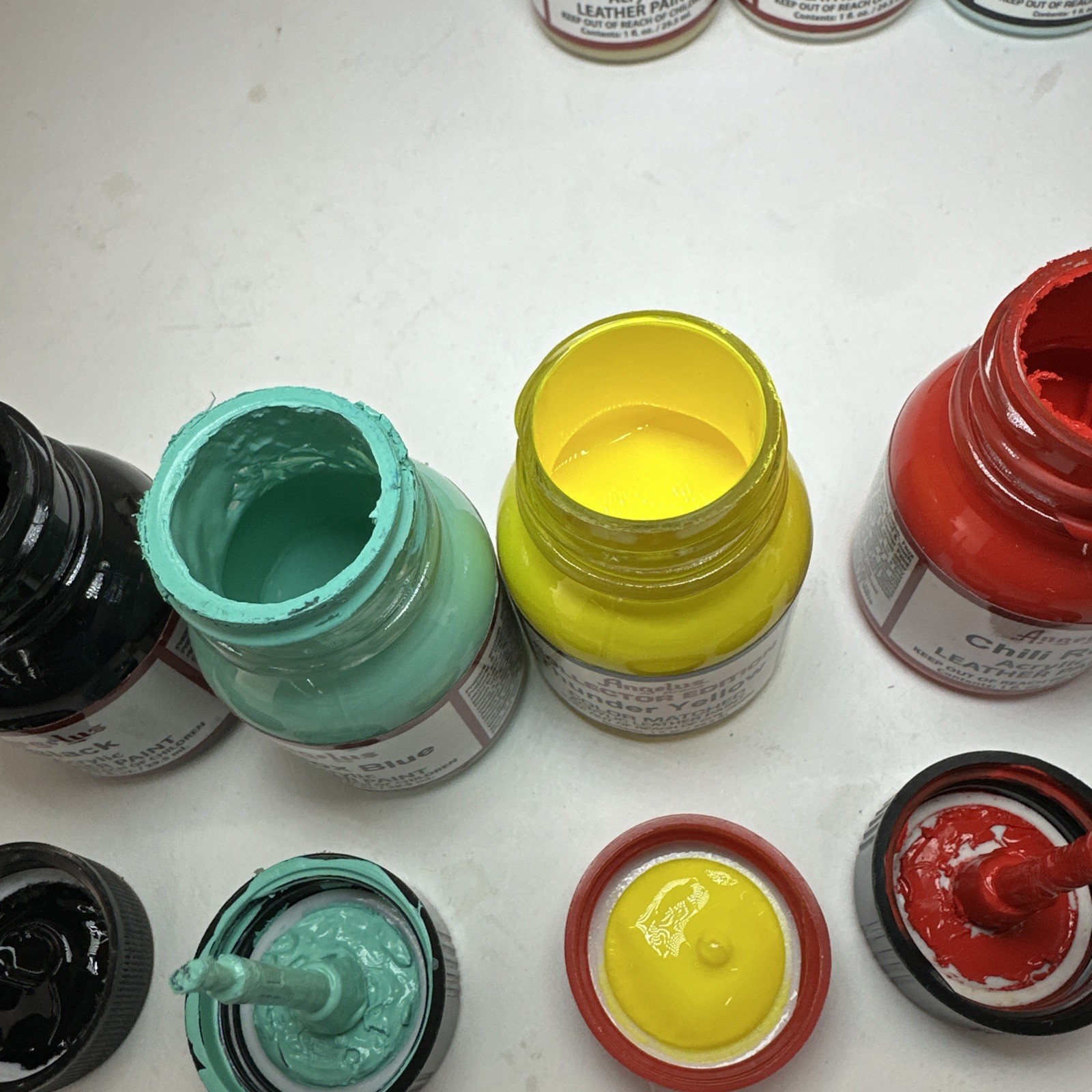 Angelus Acrylic Leather Paint Lot 20x 1oz Mixed Colors Used Sneaker Custom