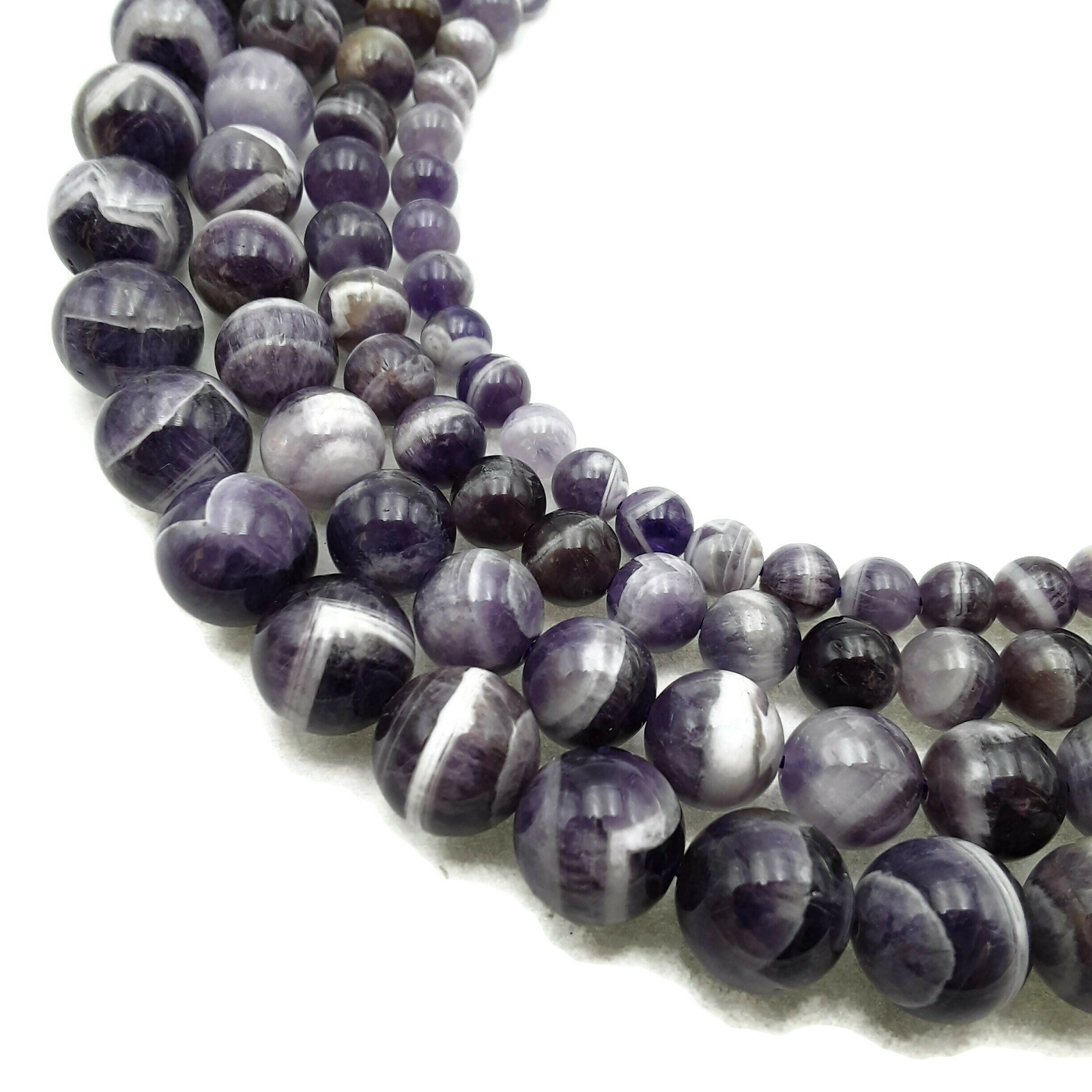 Chevron Amethyst Smooth Round Beads 4mm 6mm 8mm 10mm 12mm Approx 15.5″ Strand