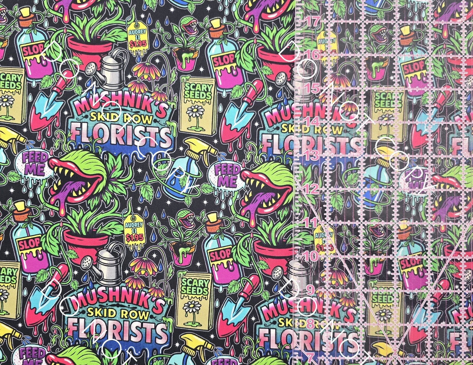 Custom Cotton Woven Fabric Little Shop Of Horrors Movie By The 1/4 Yard 9×56