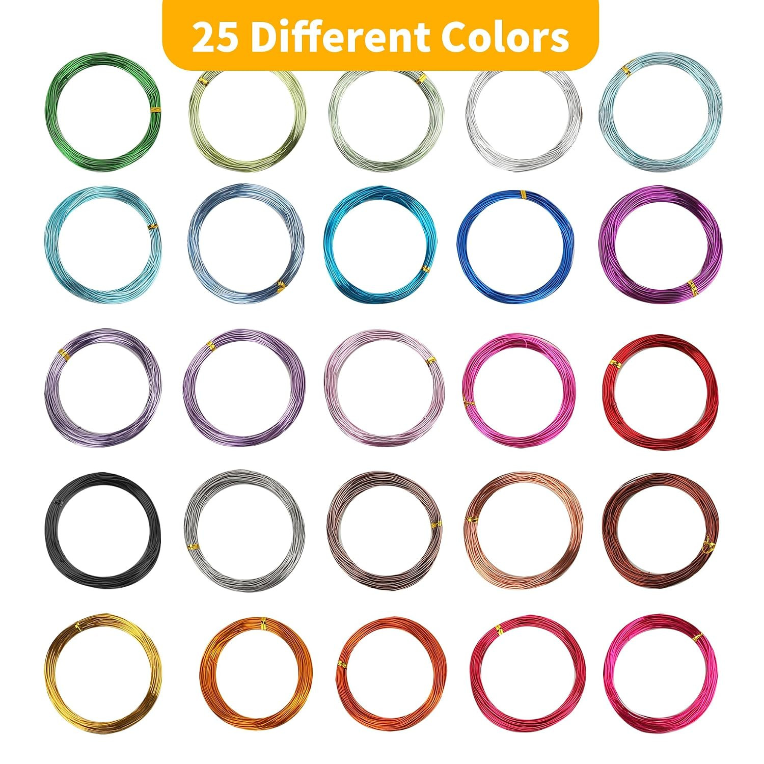 25 Rolls 800 Feet Colored Aluminum Craft Wire, 18 Gauge 1Mm Flexible Aluminum Ar