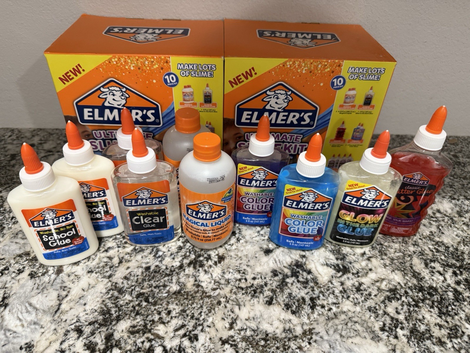 Elmer’s Glue Ultimate Slime Kit 10 Piece Washable Glitter Colors Glow – 2 Boxes!