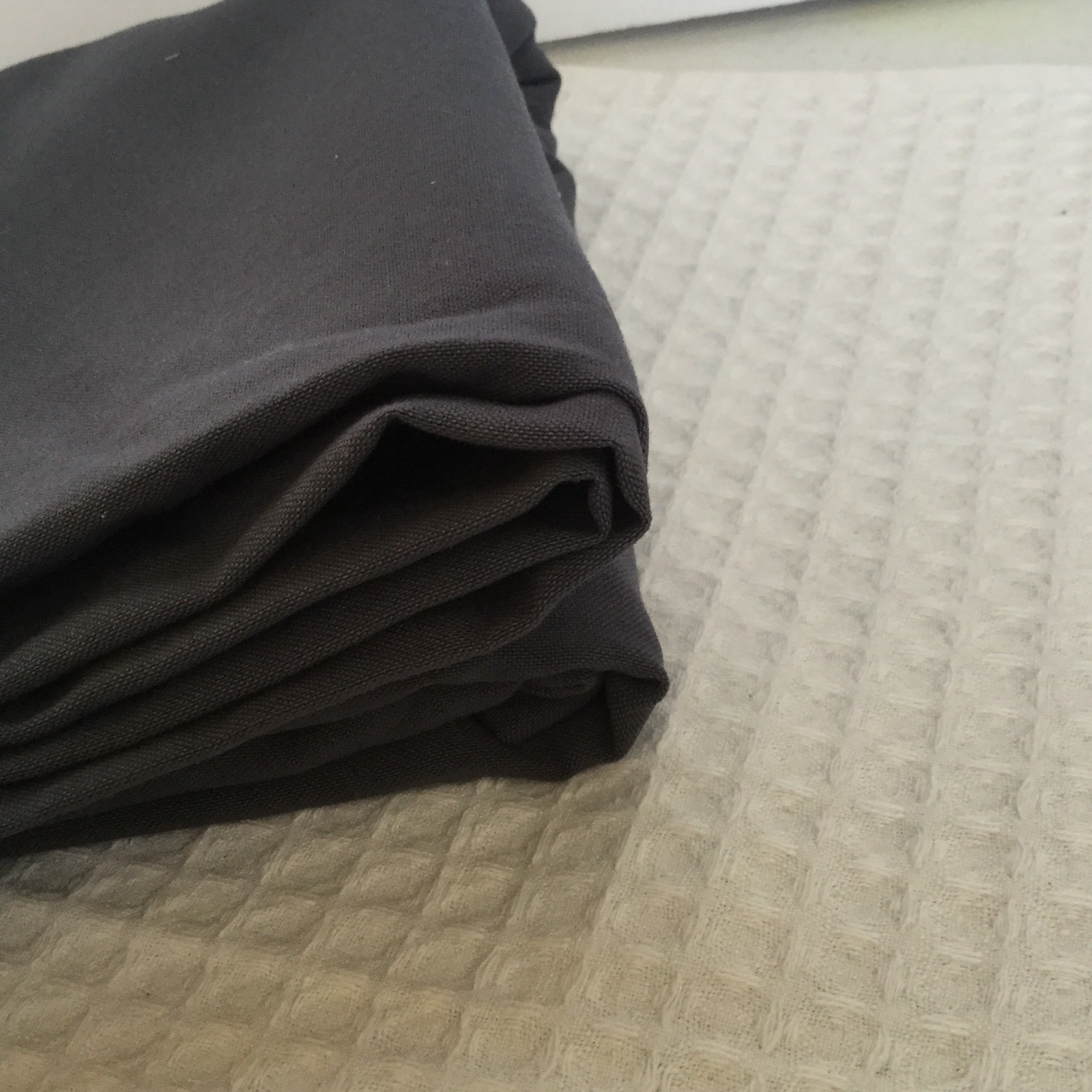 Gray Polyester Fabric 1 1/2 Yds Bottom Weight Uniform Solid Wrinkle Resistant